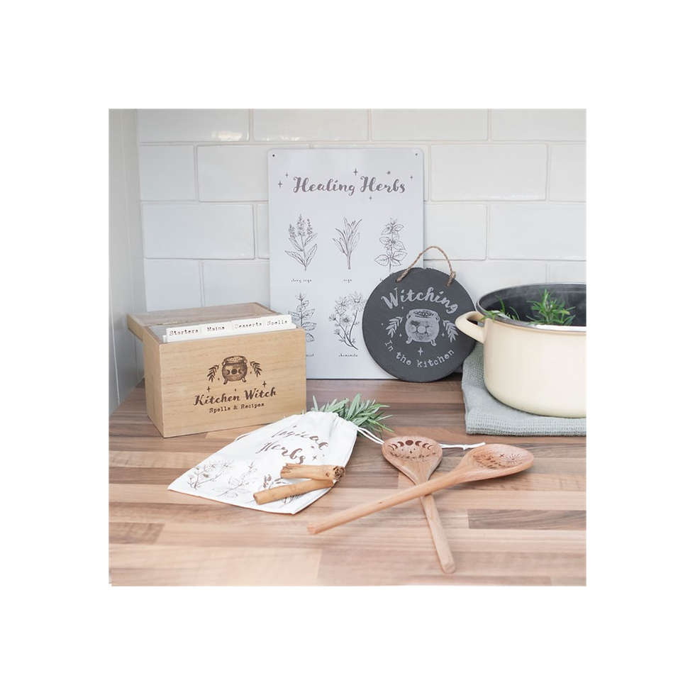 Thumbnail: Kitchen Witch Wooden Recipe Box
