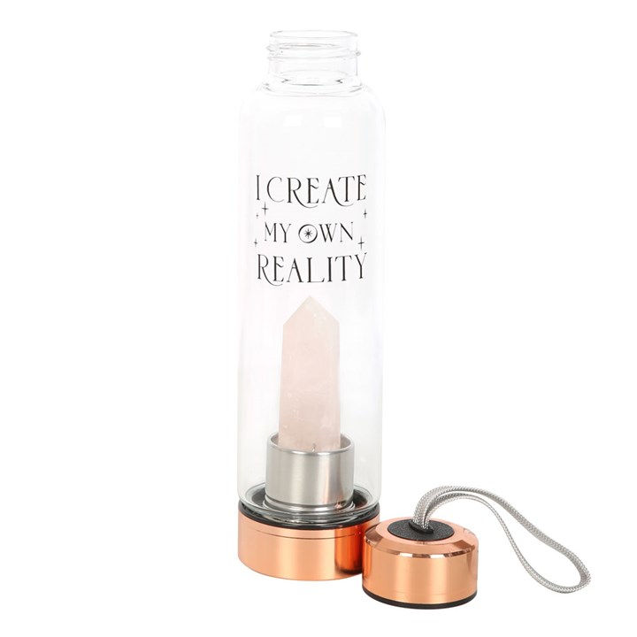 Thumbnail: Rose Quartz Create My Own Reality Glass Water Bottle
