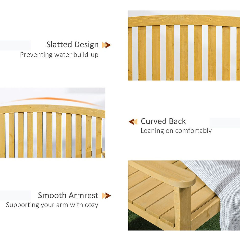 Thumbnail: 2 Person Garden Bench Wooden Outdoor Furniture with Armrest Orange