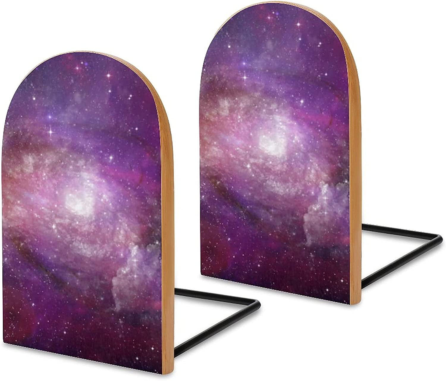 Galactic Wood Log Bookends: A Celestial Touch for Your Bookshelf