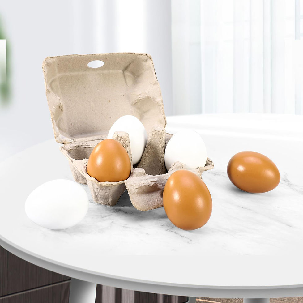 Thumbnail: 6 Wooden Fake Eggs in Carton Pretend Play Educational Food Toy for Kids 3+