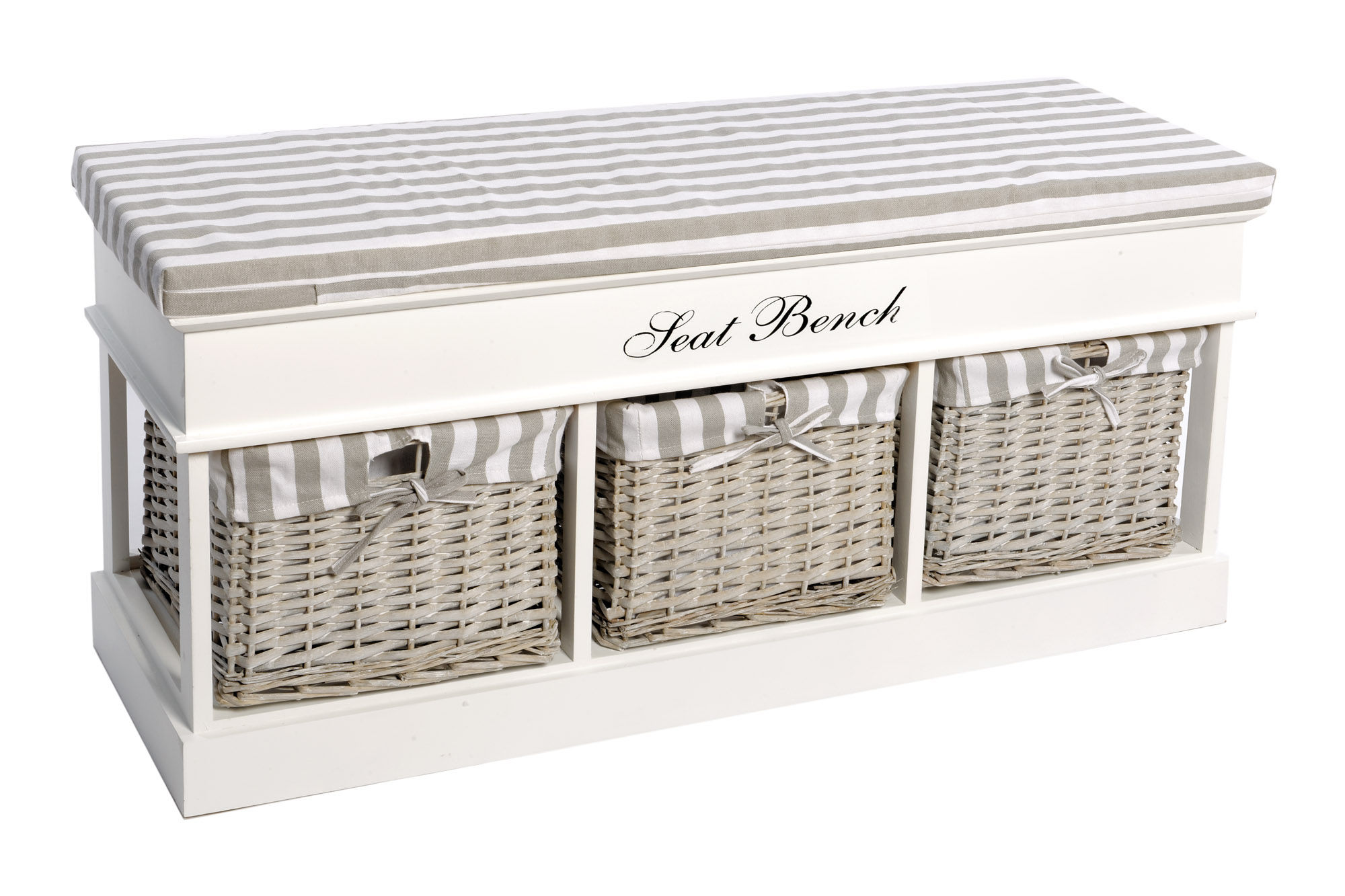 Three Basket Seat Bench 104x33x50cm Shipping furniture UK