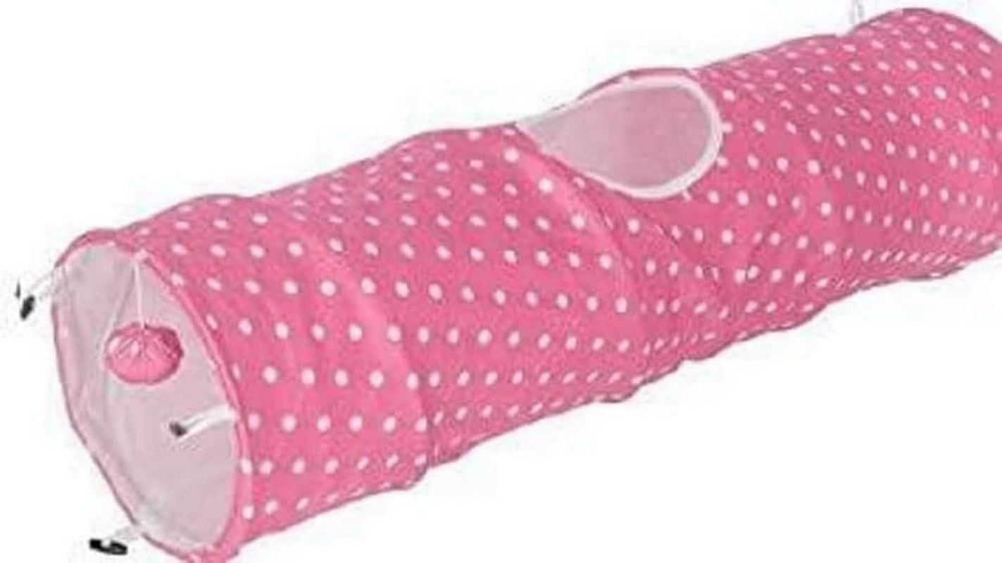 Cat Tunnel, 100 x 25 cm, Pink/White, Puntino