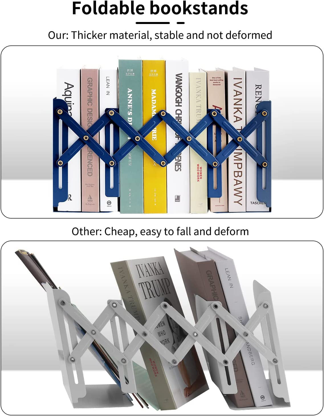 Versatile Metal Bookend Supports for Heavy Books on Desktop