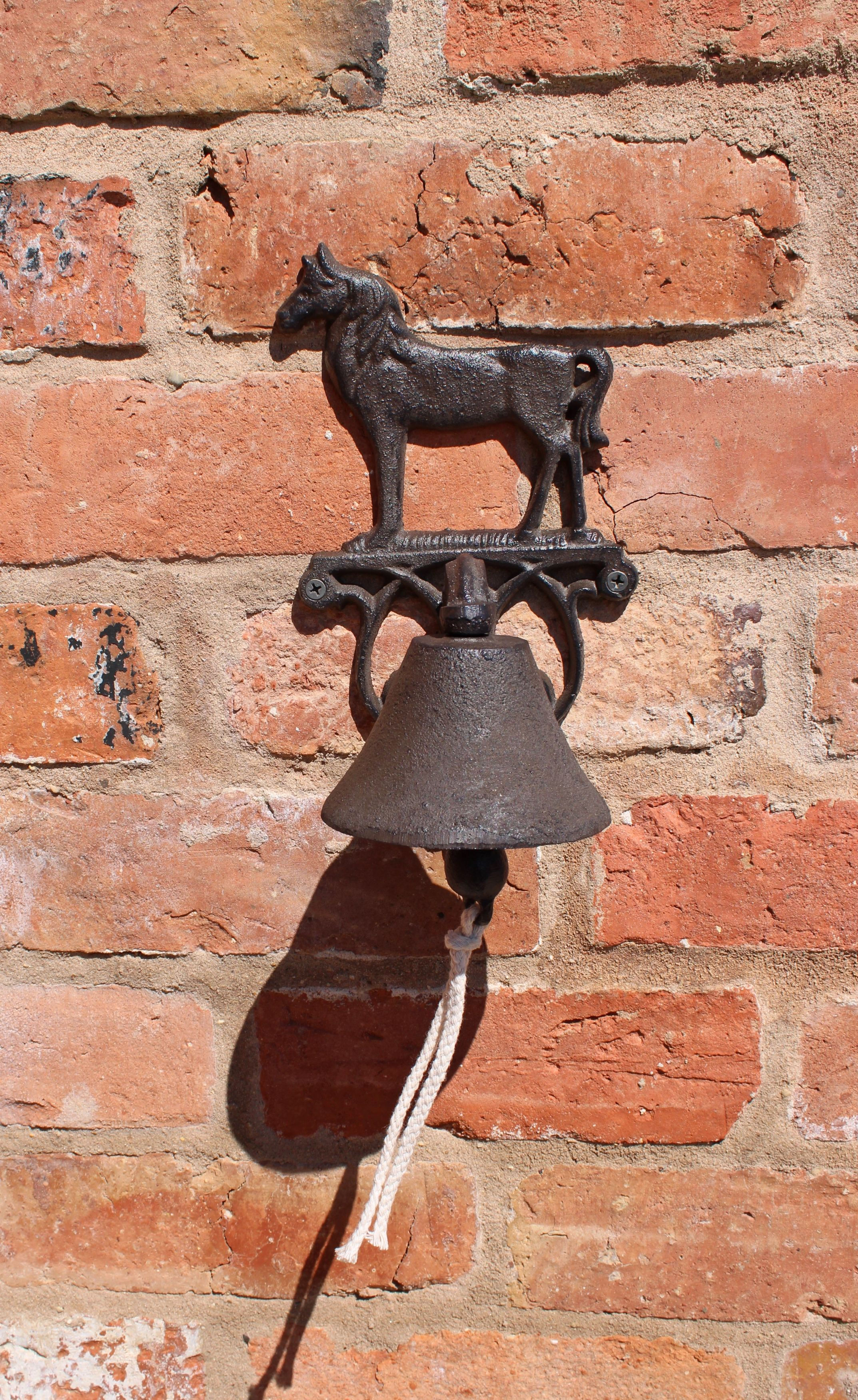 Rustic Cast Iron Wall Bell, Horse Shipping furniture UK