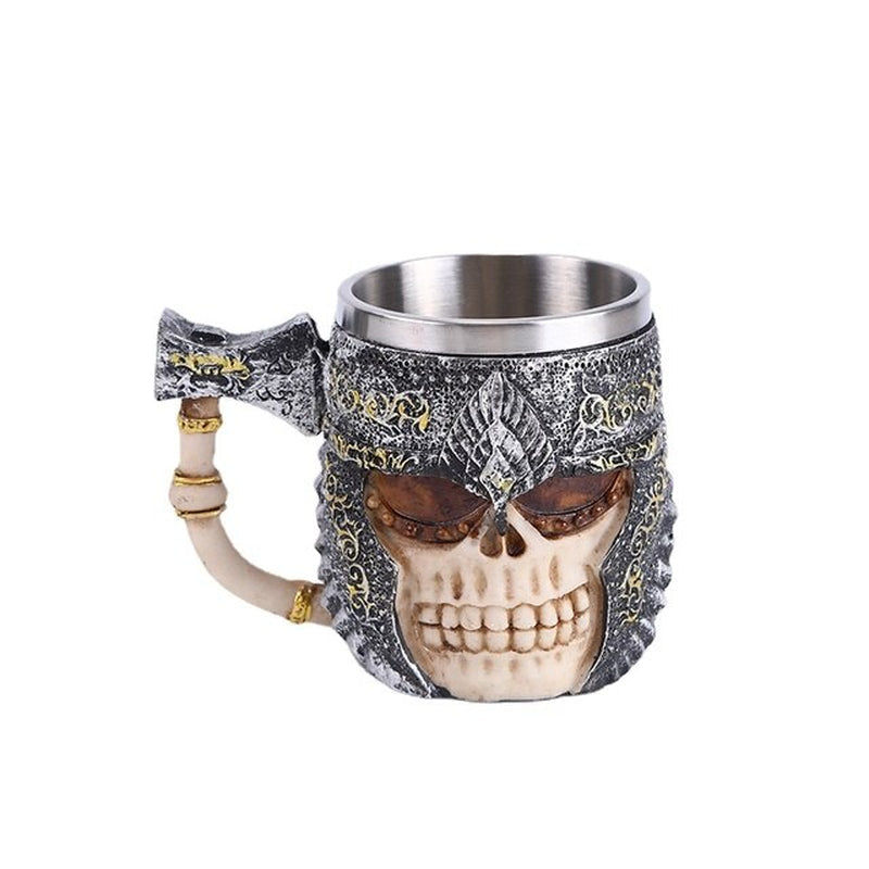 Thumbnail: Creative 3D Skull Beer Mug Resin Stainless Steel Double Layer Coffee Mug Funny M