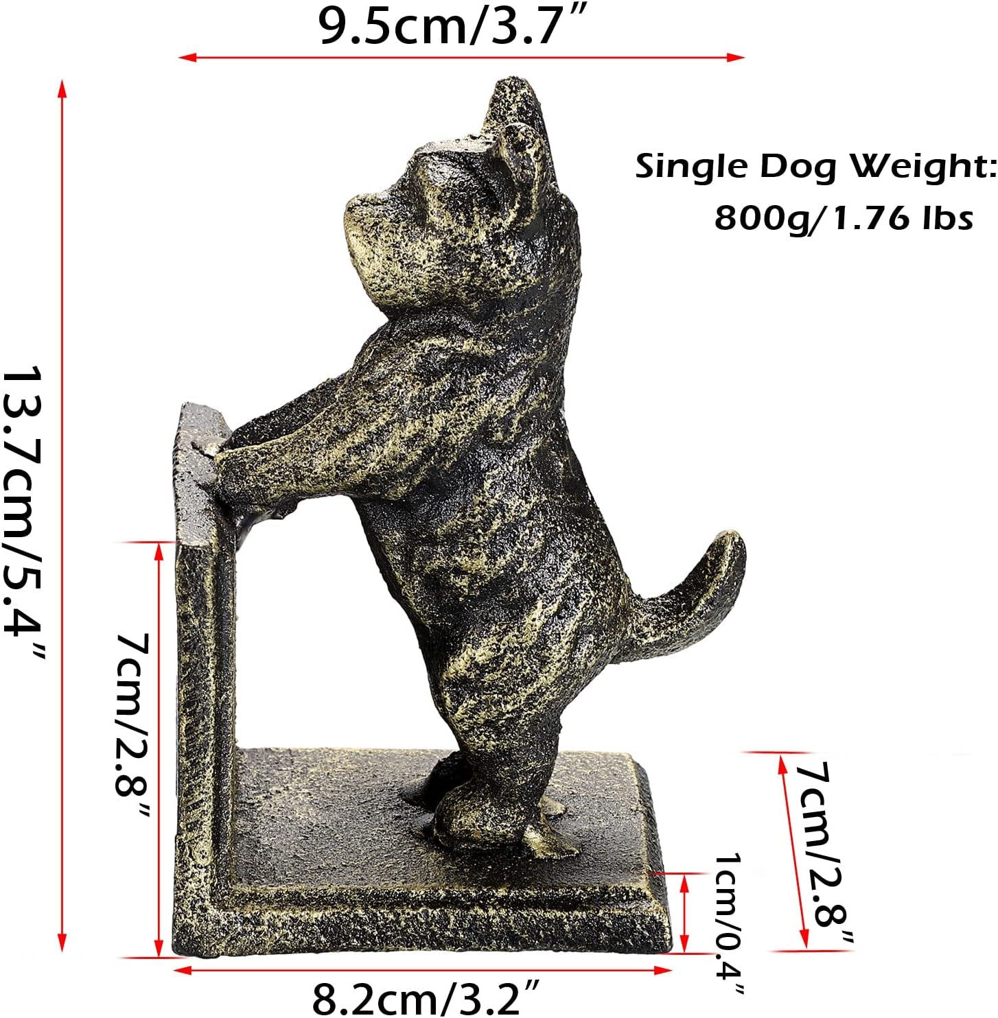 Decorative Cast Iron Bookends, Heavy Duty Book Ends, Creative Dog Style Bookends