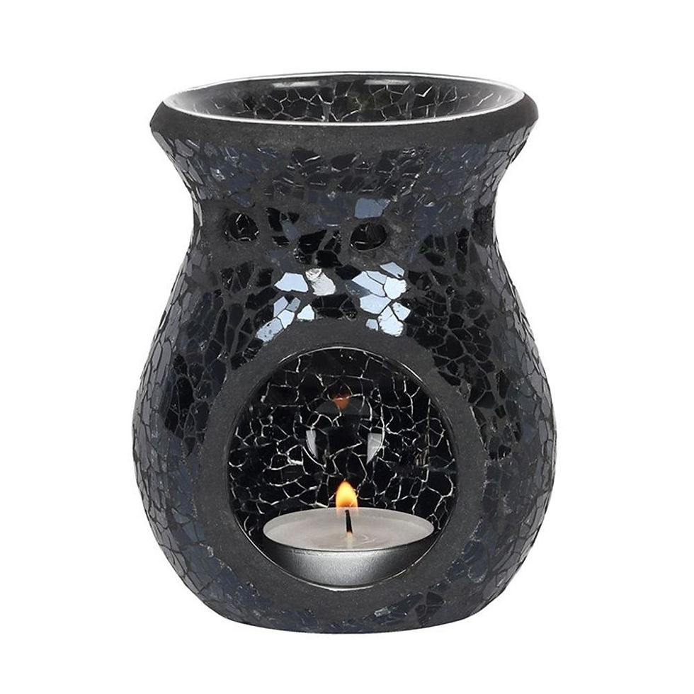Thumbnail: Small Black Crackle Glass Oil Burner