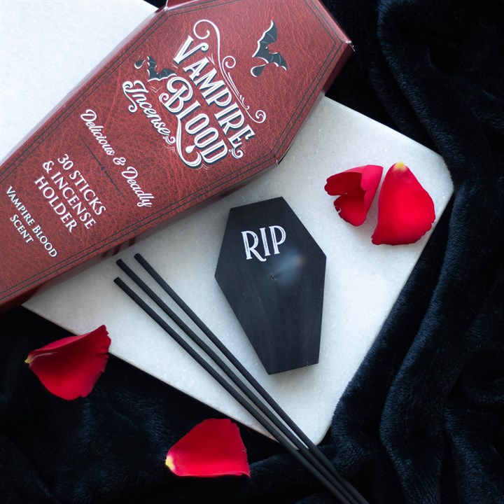 Thumbnail: Set of 18 Vampire Blood Incense Stick Packs with Coffin Holder