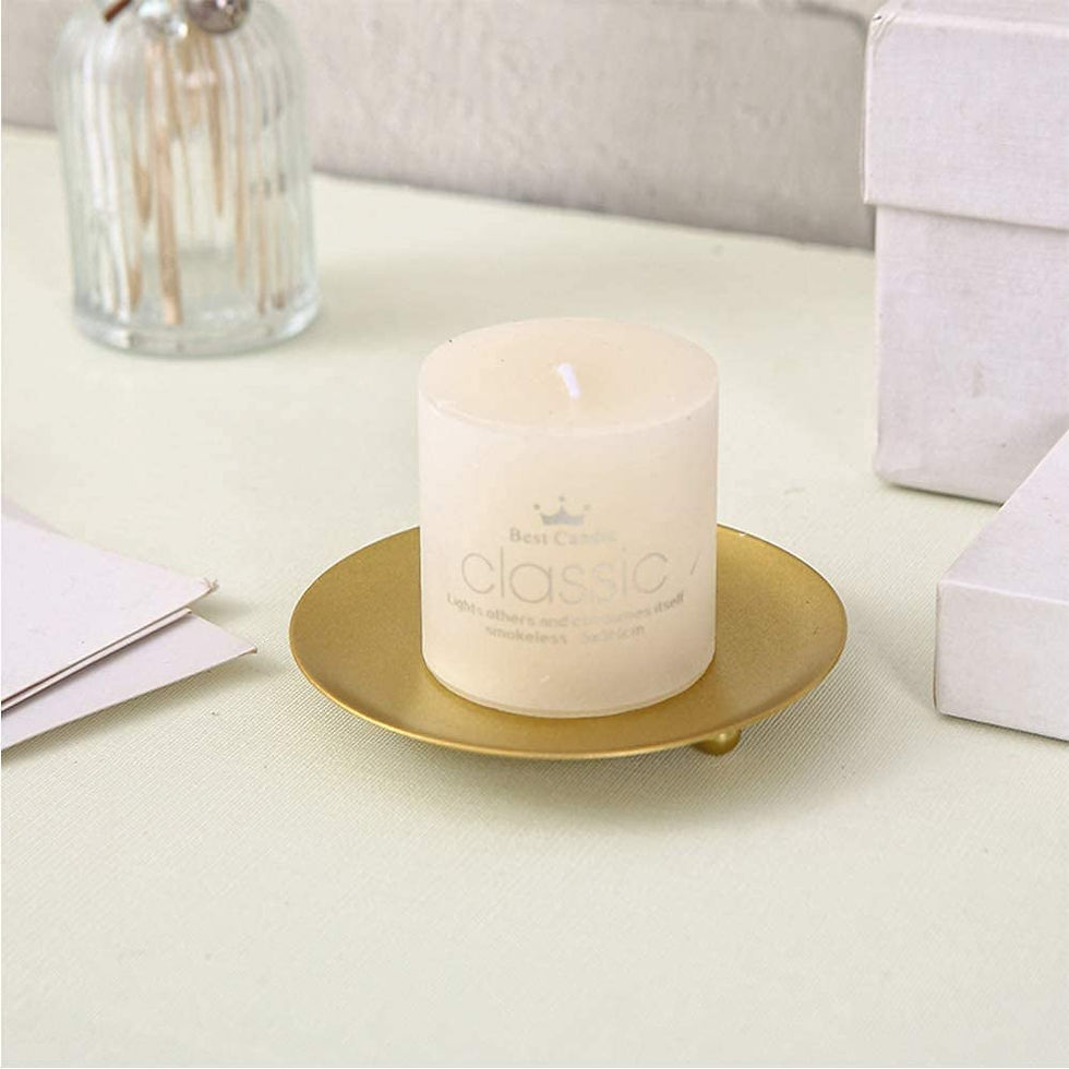 Thumbnail: Pillar Candle Holders Gold, Candle Plate Metal Table Decor, 4pcs Set