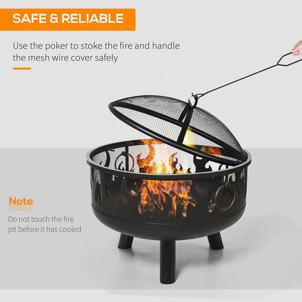 Thumbnail: 61.5cm 2-In-1 Outdoor Fire Pit & Firewood BBQ Garden Cooker Heater