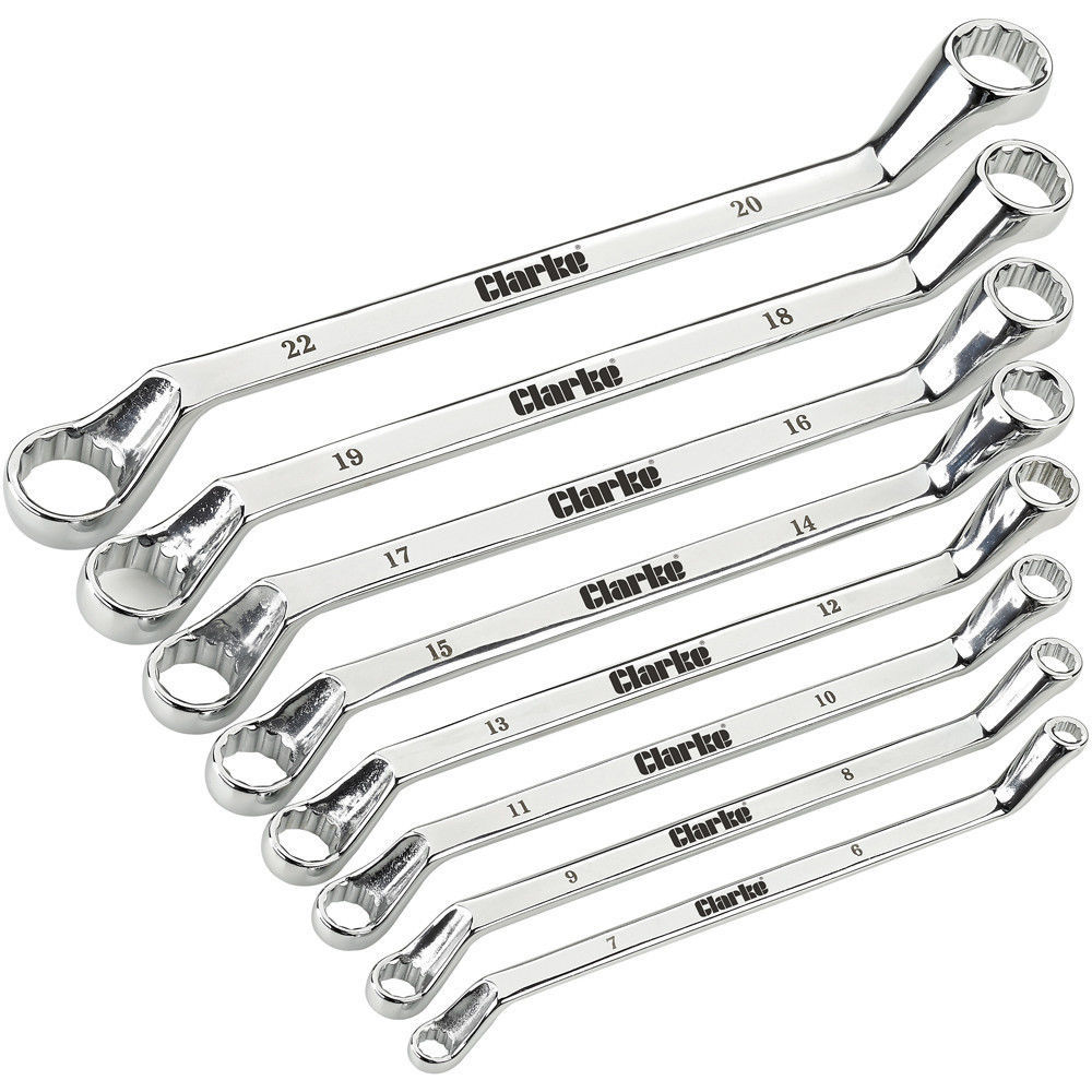 Clarke CHT807 8 Piece Deep Offset Ring Spanner Set | DIY Bargains