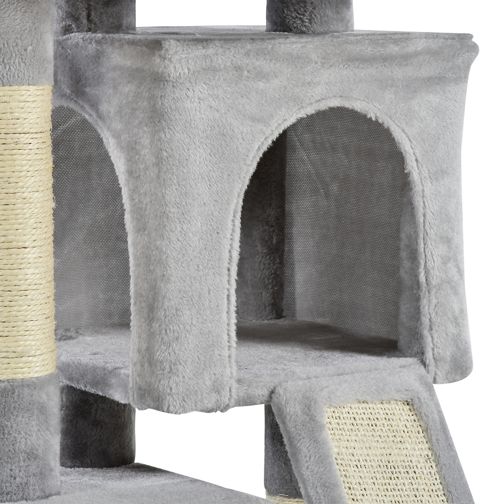 Thumbnail: Cat Rest & Play Activity Tree w/ 2 House Cushion Perch Scratching Post Grey