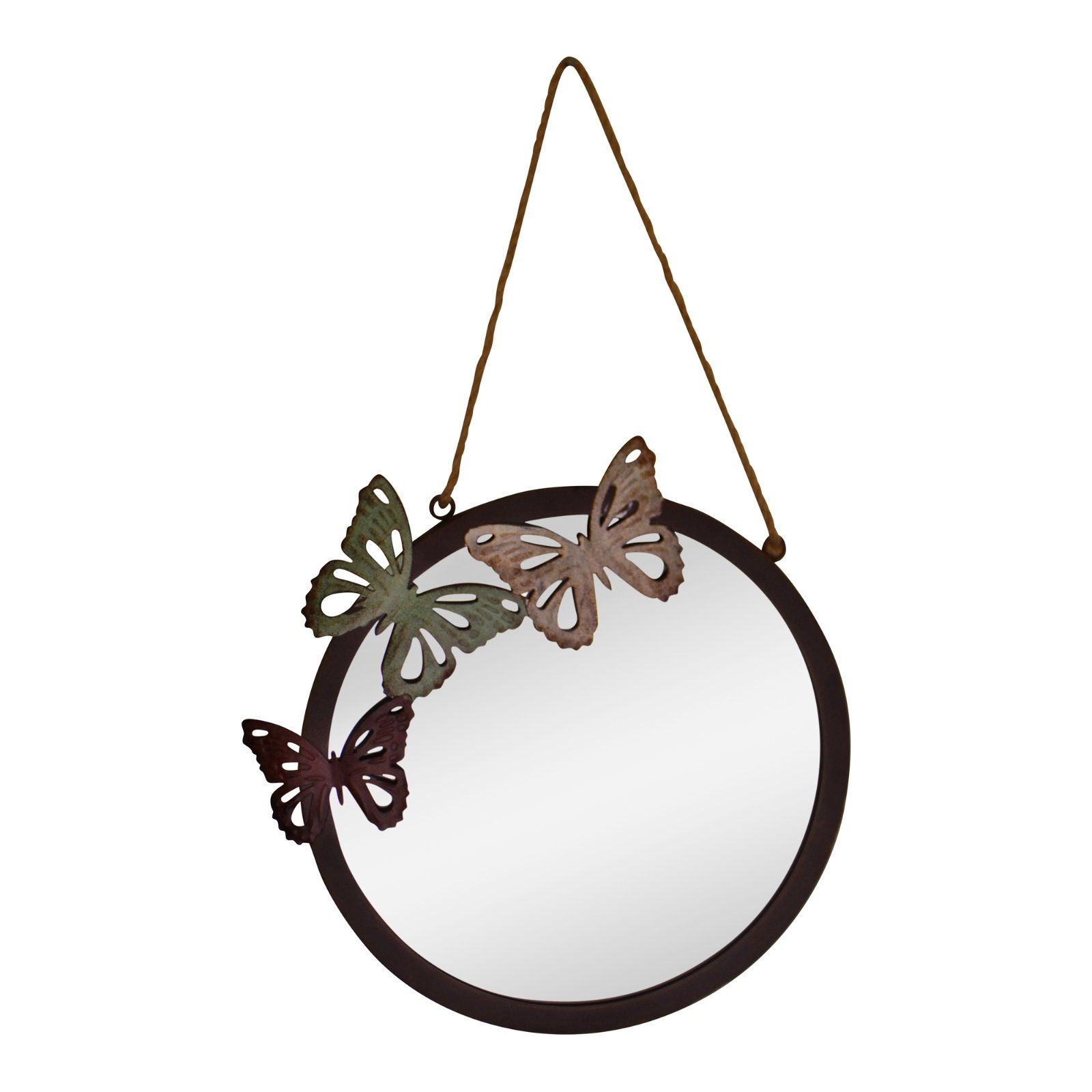 Circular Garden Mirror, Butterfly Design, 33cm Shipping furniture UK