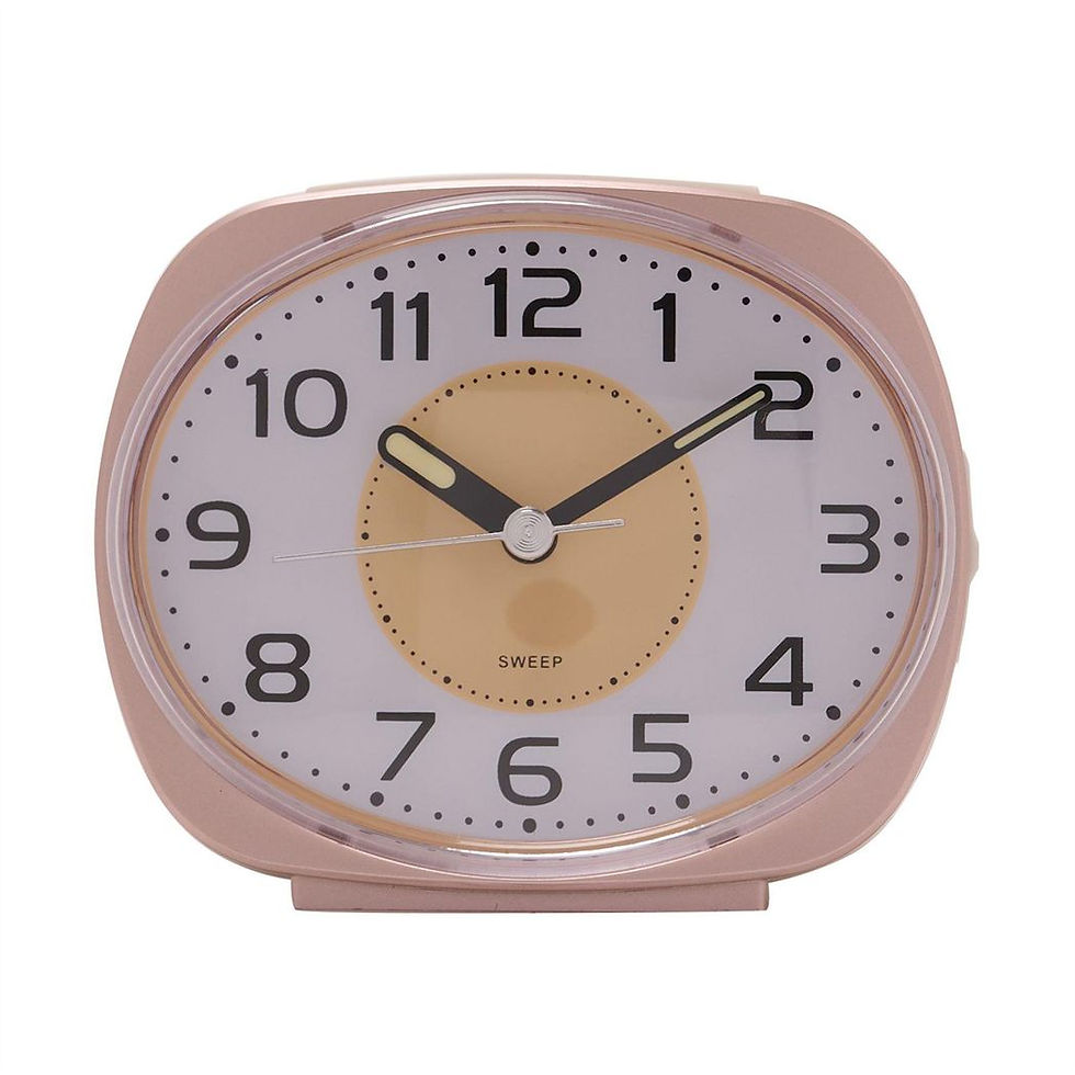 Thumbnail: Silent Sweep Oval Face Blinking Light Alarm Clock  - Rose Gold