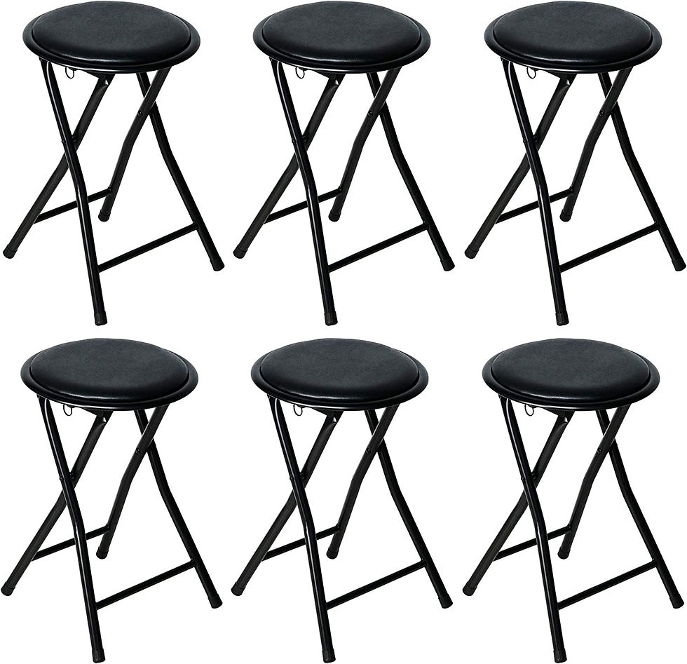 Thumbnail: Round Compact Folding Stool Chair for Home Office (1 X Stool, Black)