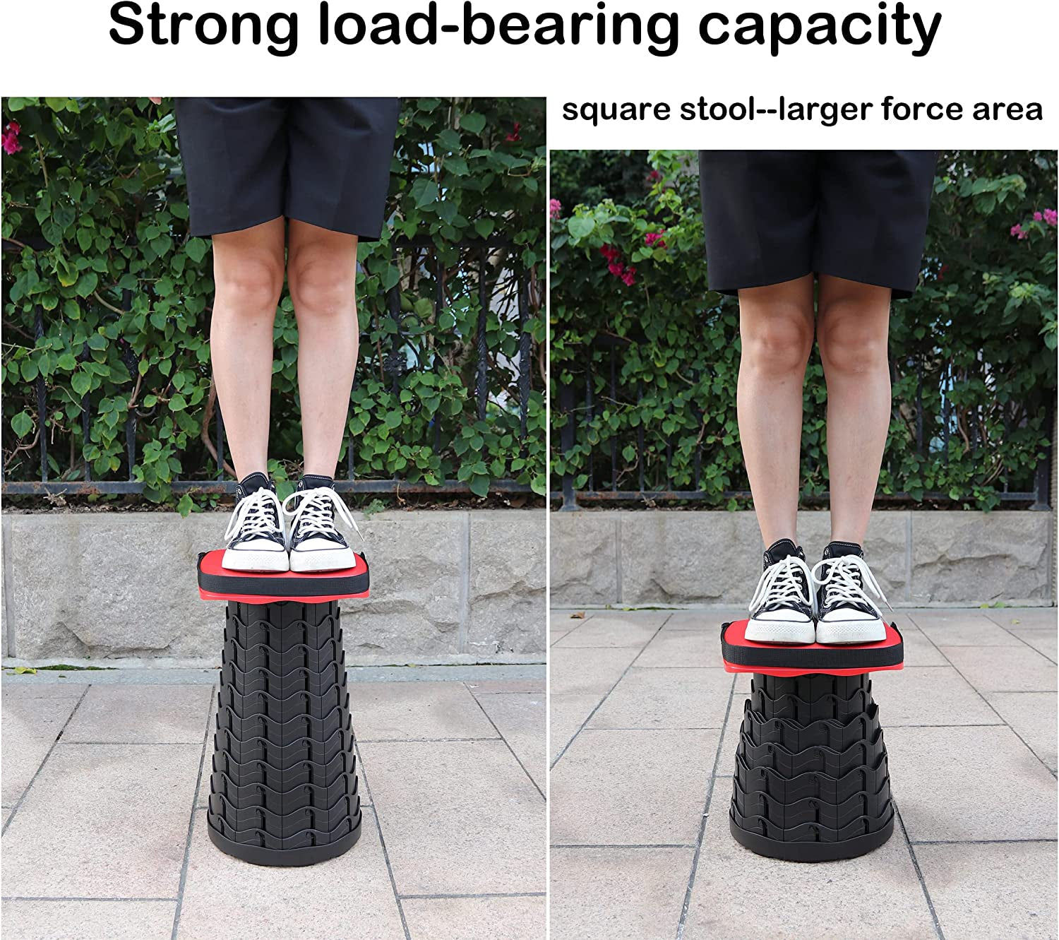 Portable Square Stool with Adjustable Height for Outdoor Adventures