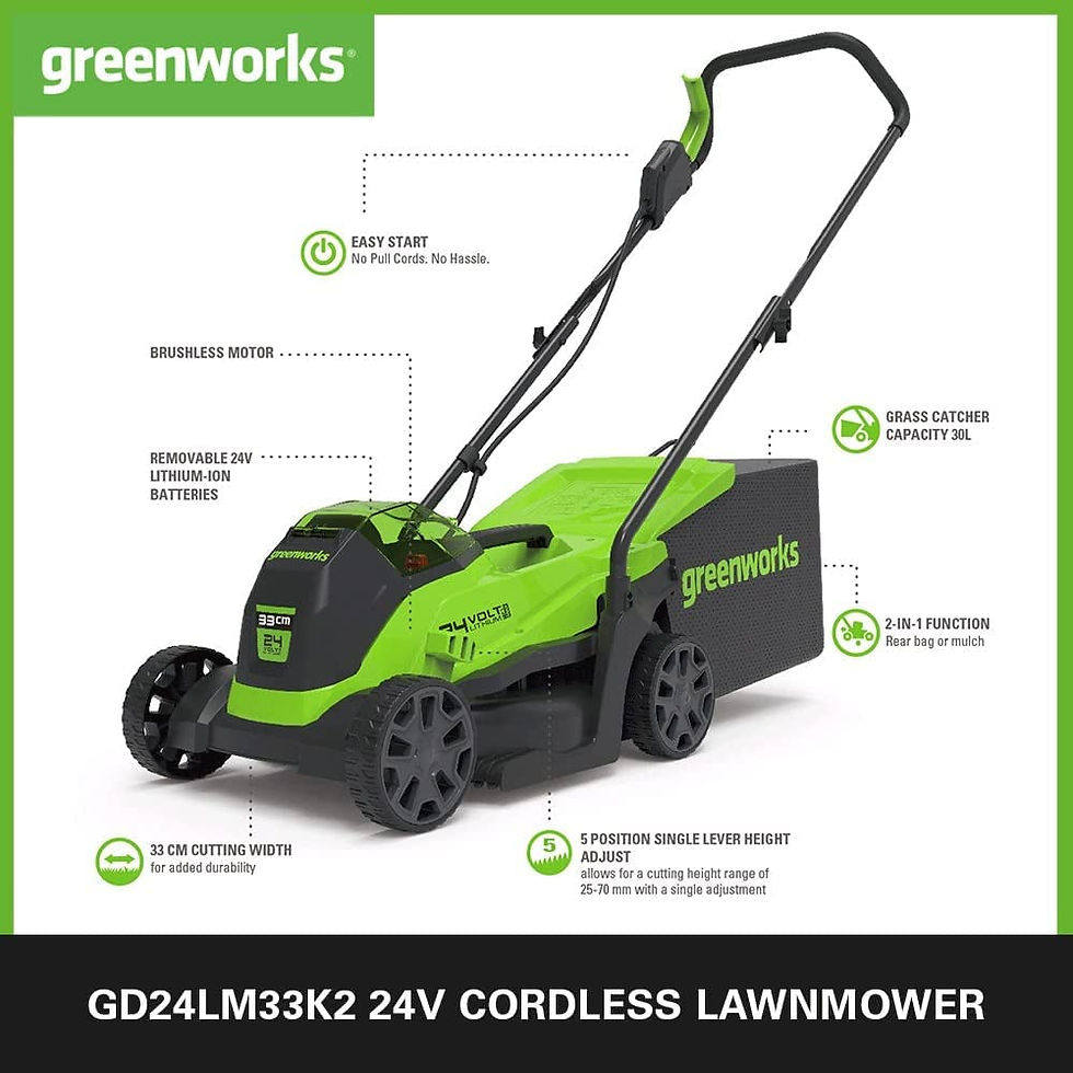 GD24LM33K2 Cordless Lawnmower with Brushless Motor for Smaller Lawns up to 140m