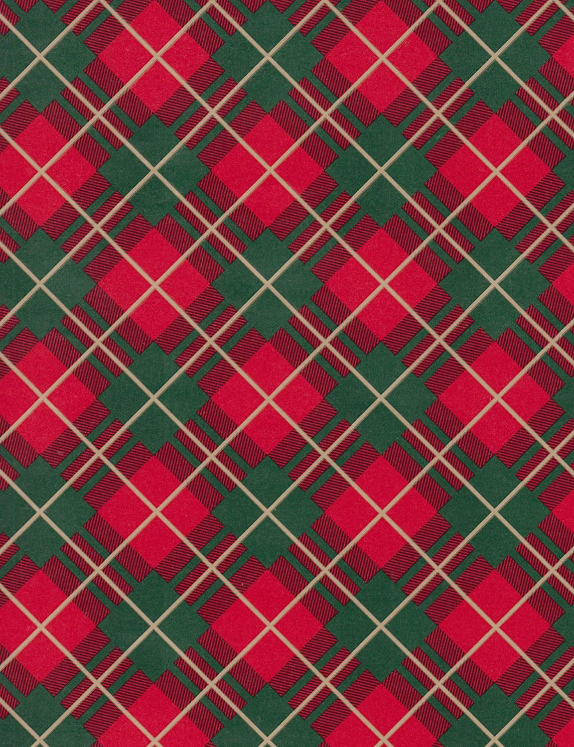Set Of 4 Tartan Christmas Gift Wrapping Paper Rolls 4 x 7M Rolls And 32 Matching