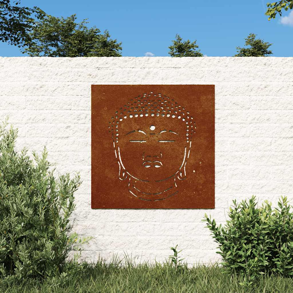 Buddha Head Garden Wall Art – Corten Steel 55 x 55cm