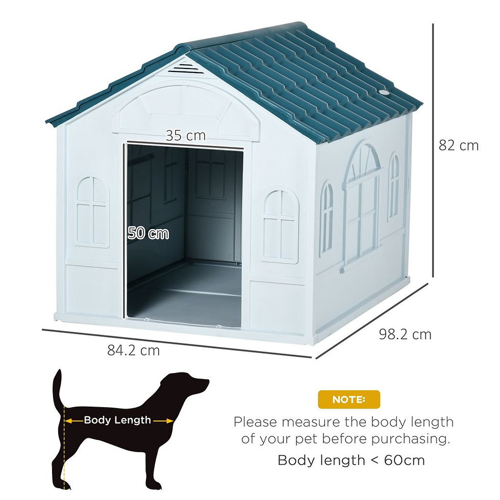 Thumbnail: PawHut Weather-Resistant Dog House, Puppy Shelter for Large Dogs - Blue