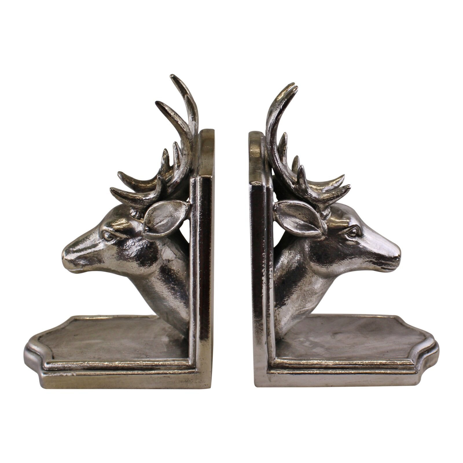 Deer Head Silver Metal Bookends Shipping furniture UK
