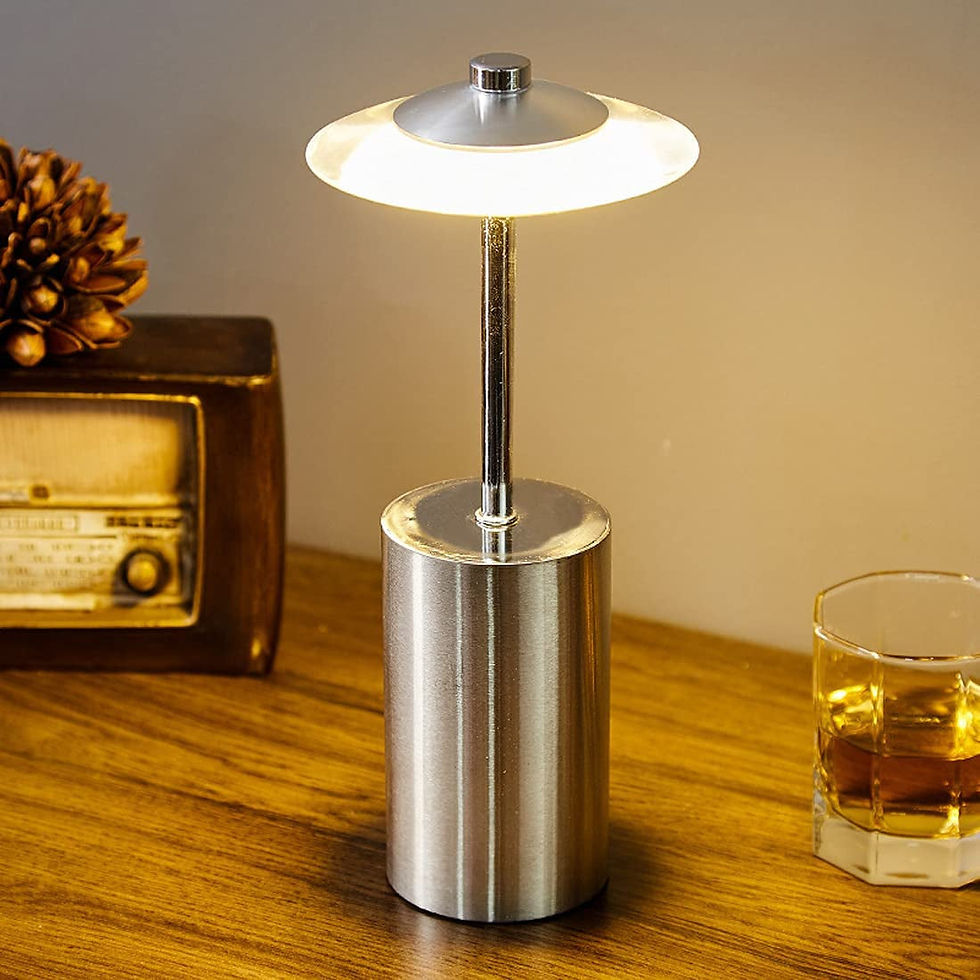 Thumbnail: Creative Cordless Table Lamp, Rechargeable Touch Bedside Lamp Silver LED Dimmabl