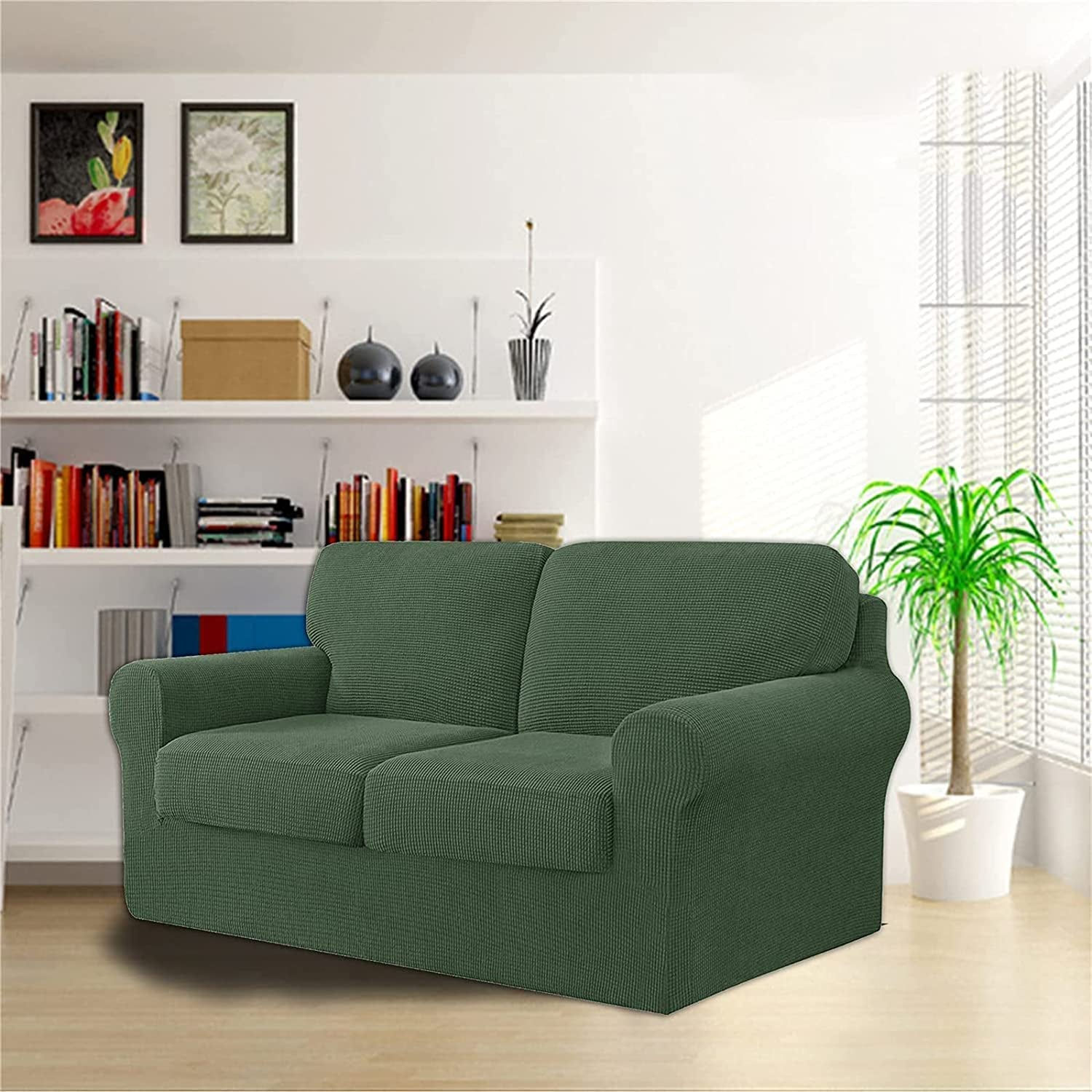 7-Piece Sofa Cover, with Three Separate Backrests and Cushions with Elastic Band