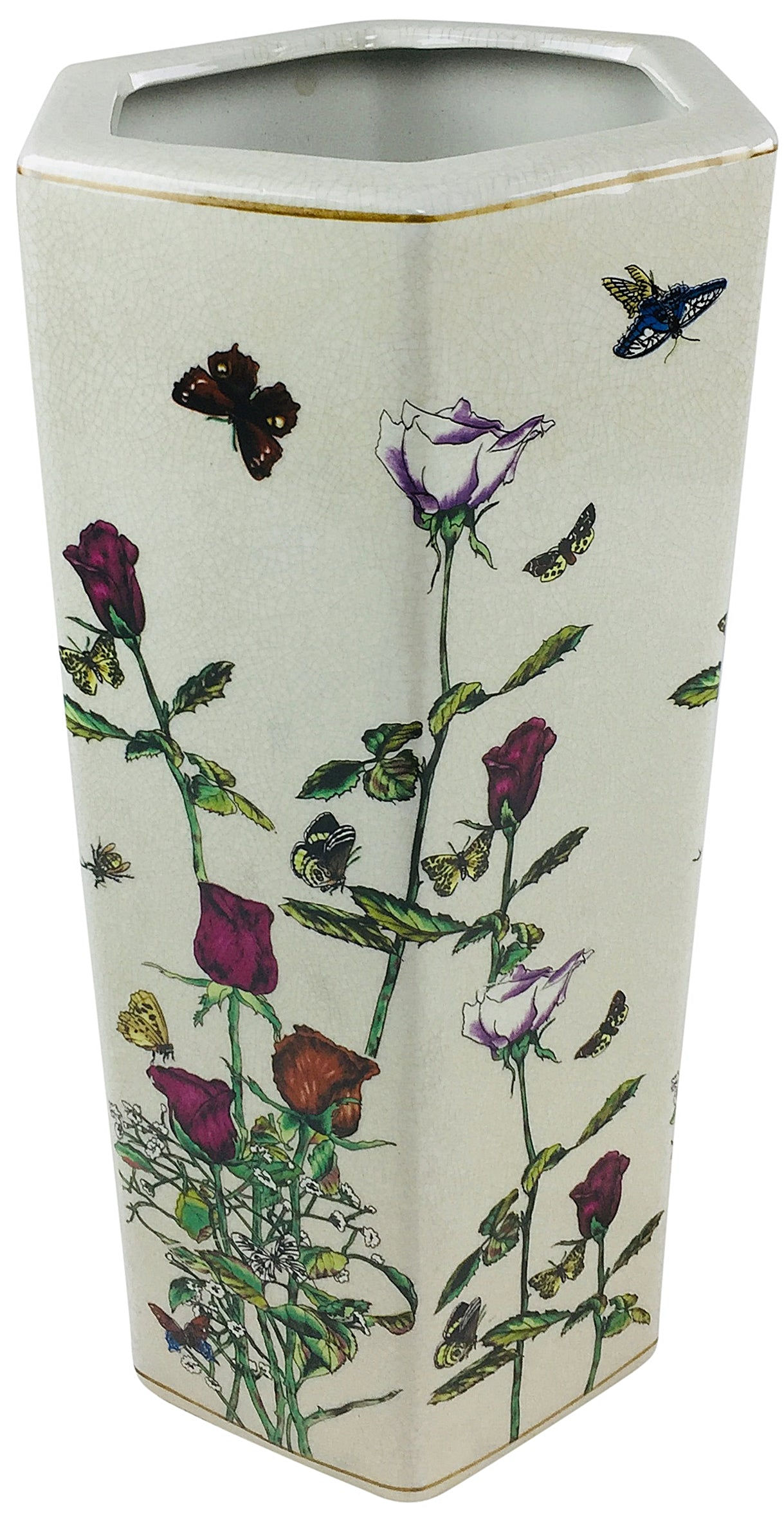 Flower & Butterfly Hexagonal Umbrella Stand 46cm Shipping furniture UK