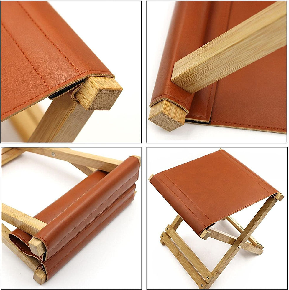Thumbnail: Handmade Leather Folding Stools: Portable Seating for Adults on the Go