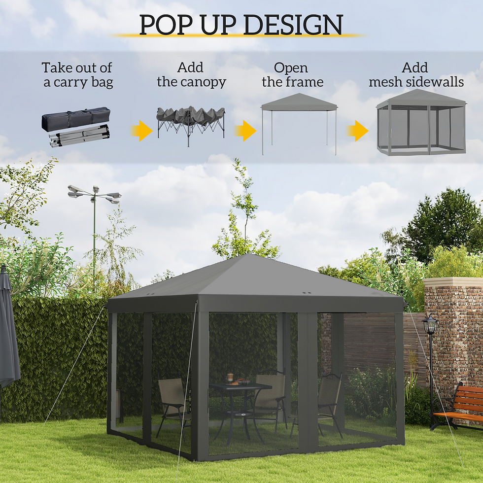Thumbnail: Heavy Duty Pop Up Gazebo with Removable Mesh Sidewall Netting Gray