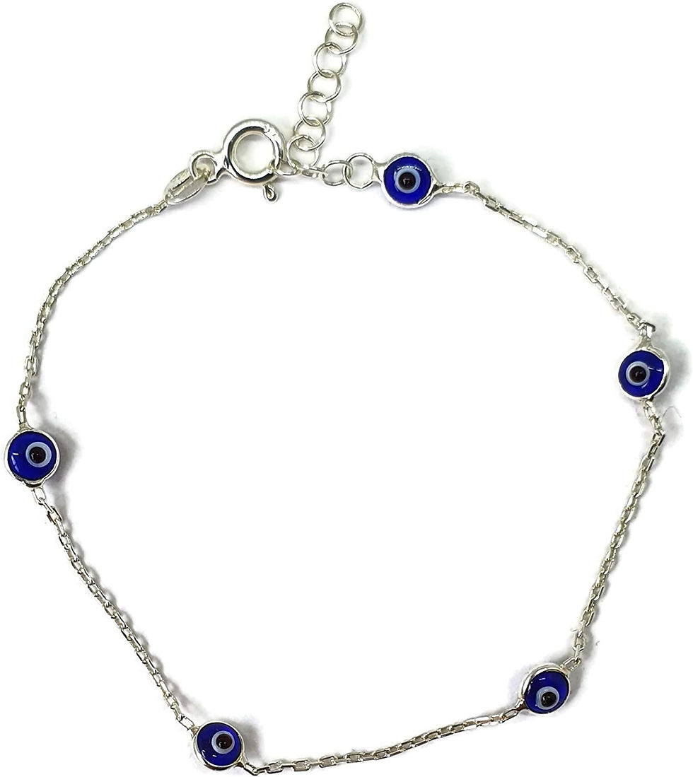 Thumbnail: by Dalia - 19cm Silver Evil Eye Bracelet - Gift