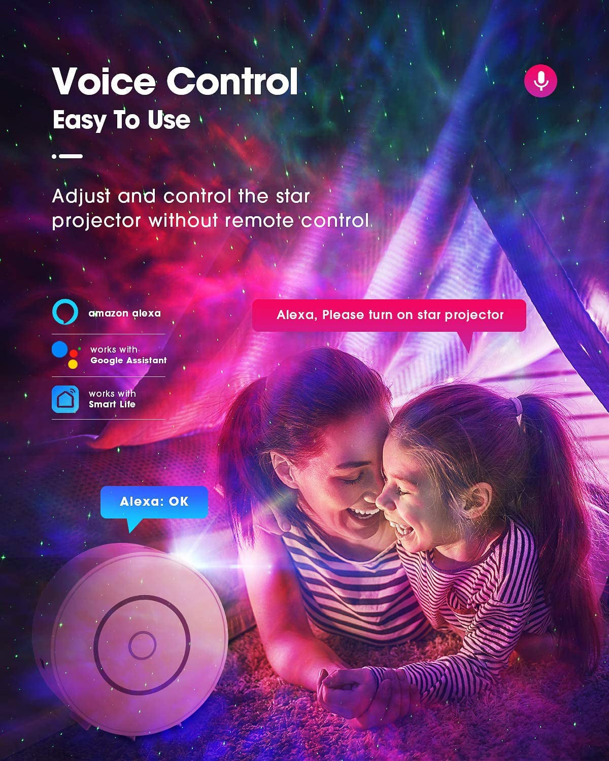 Galactic Dreams: WiFi-Enabled Star Projector Night Light for Kids and Adults