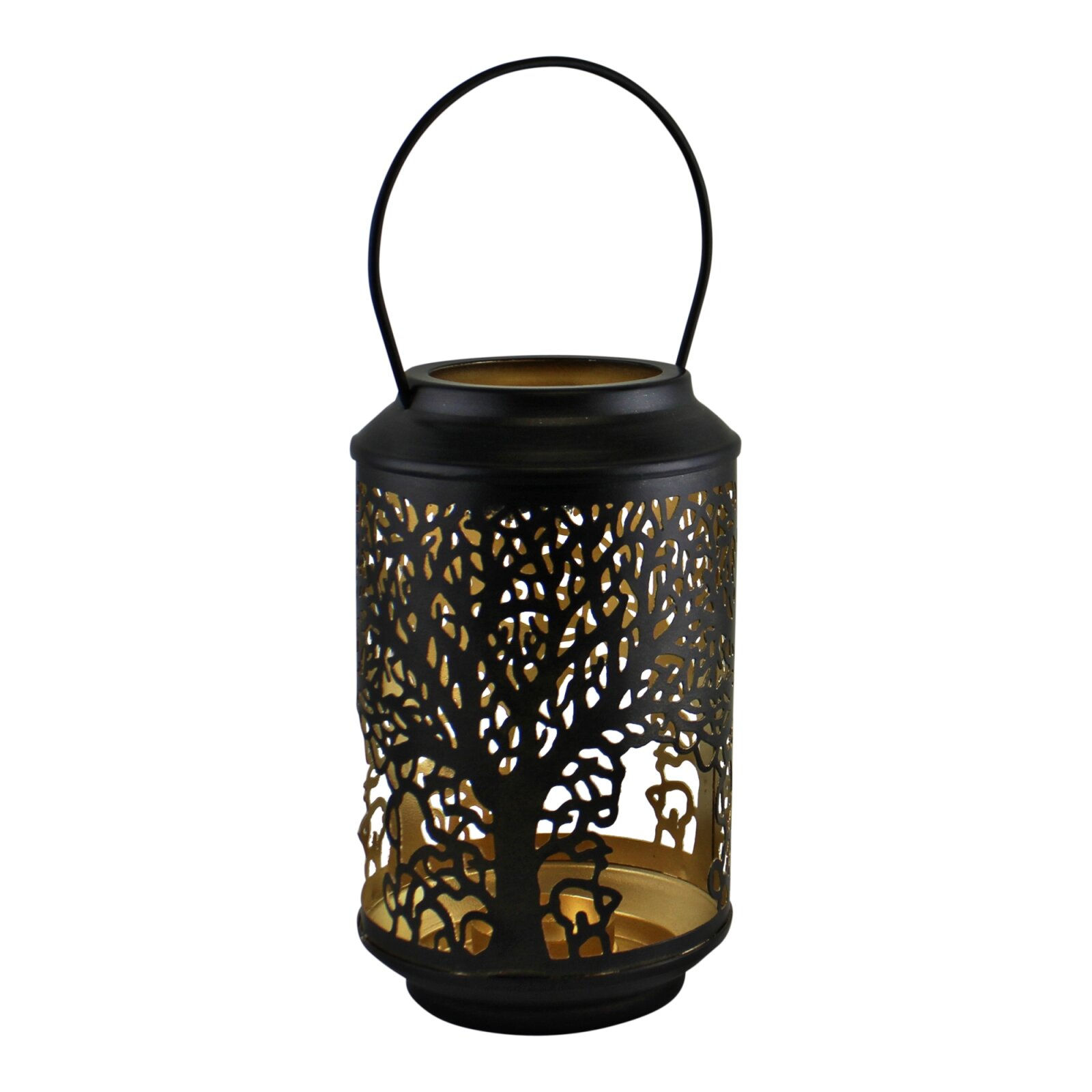 Small Tree Of Life Cutout Design Black Candle Lantern Shipping furniture UK