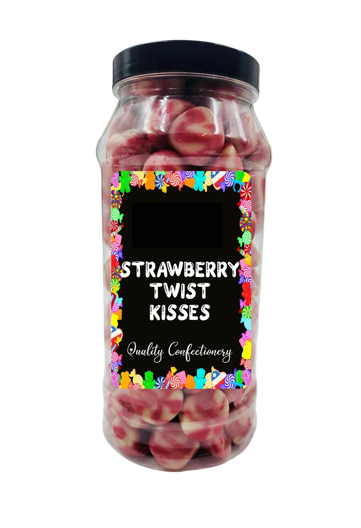 Strawberry Twist Kisses Strawberry & Cream Flavour Retro Sweets Gift Jar