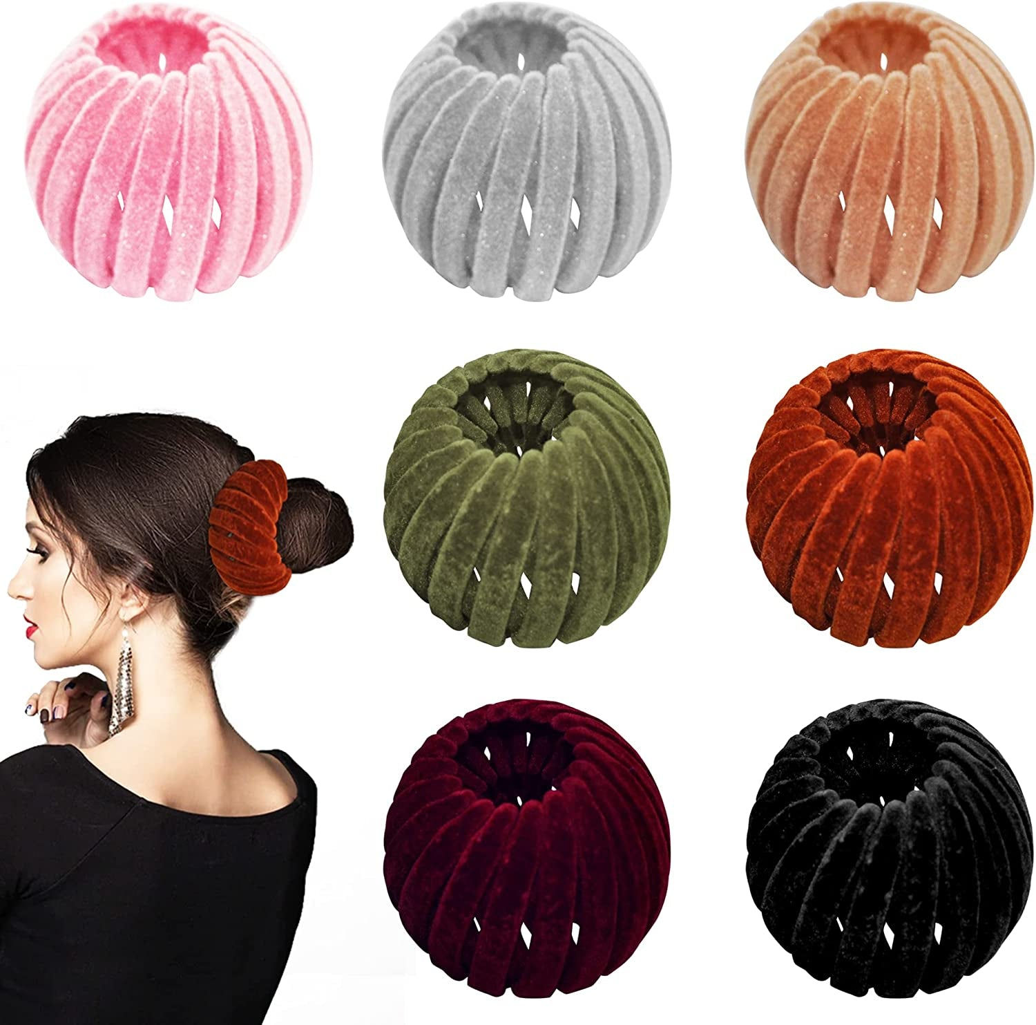 7Pcs Birds Nest Hair Clip-Vintage Geometric Retractable Hair Loops Fashion Hair
