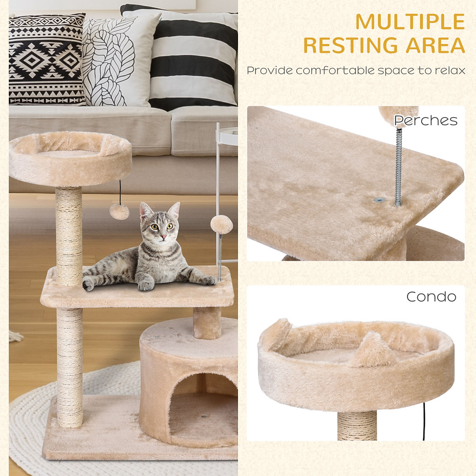 Thumbnail: 81cm Cat Tree Scratching Post Tower for Kitten Large Cats Activity Centre House