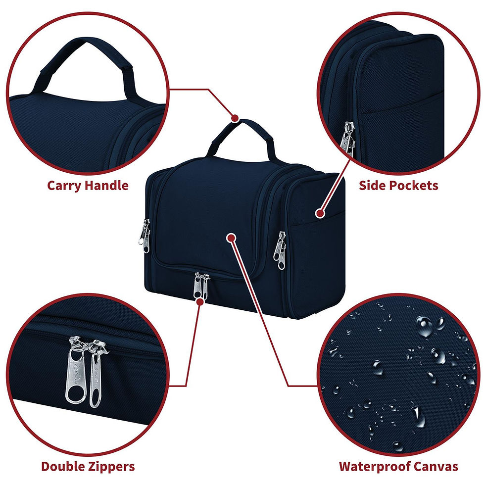 Thumbnail: Hanging Toiletry Travel Bag - Navy Blue