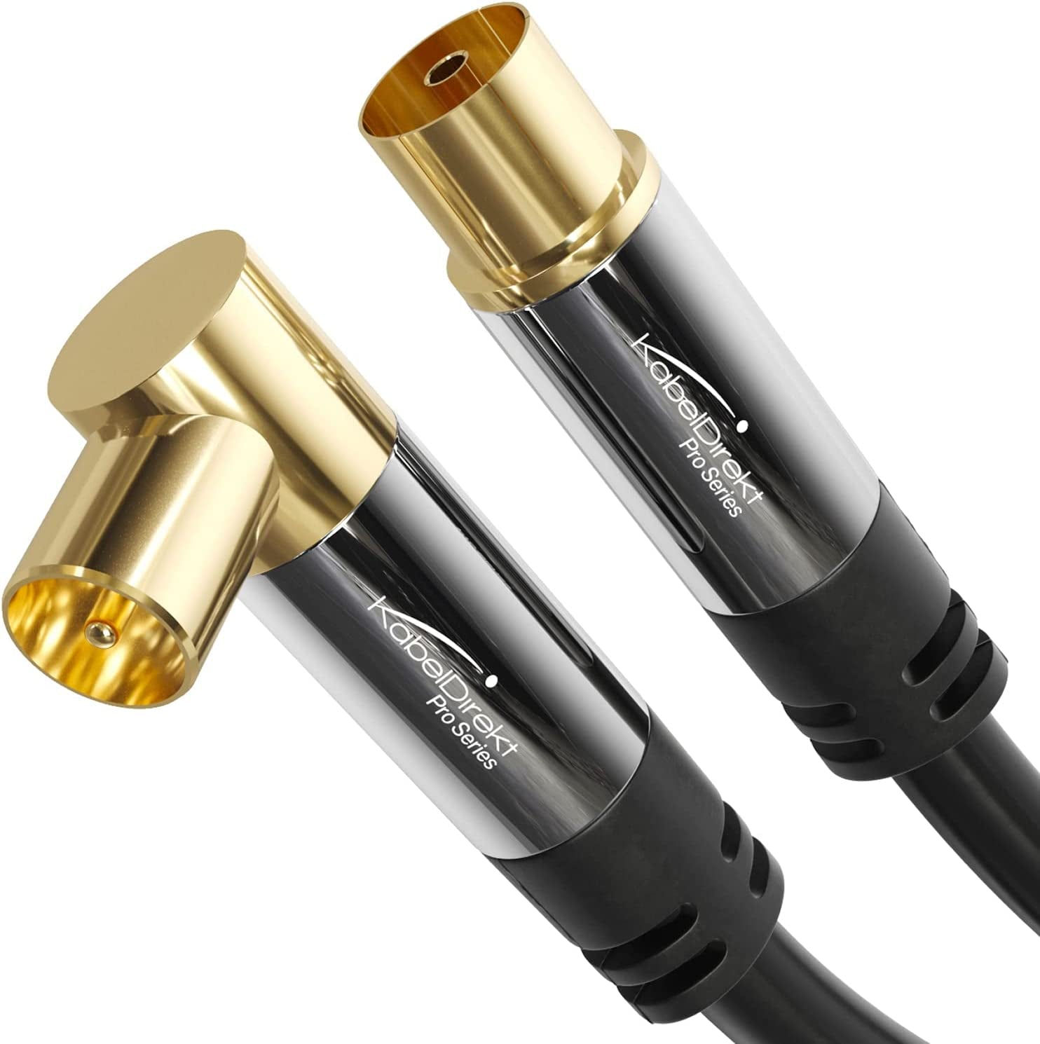– 5m 75 Ohm HDTV aerial cable, 90° angled coaxial male connector > straight c