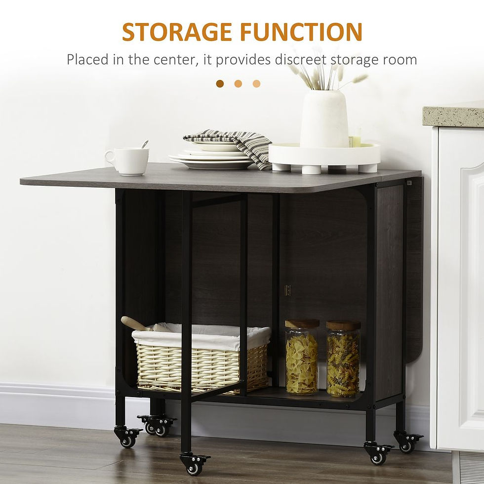 Thumbnail: Mobile Drop Leaf Folding Kitchen Table, Extendable Dining Table with Storage