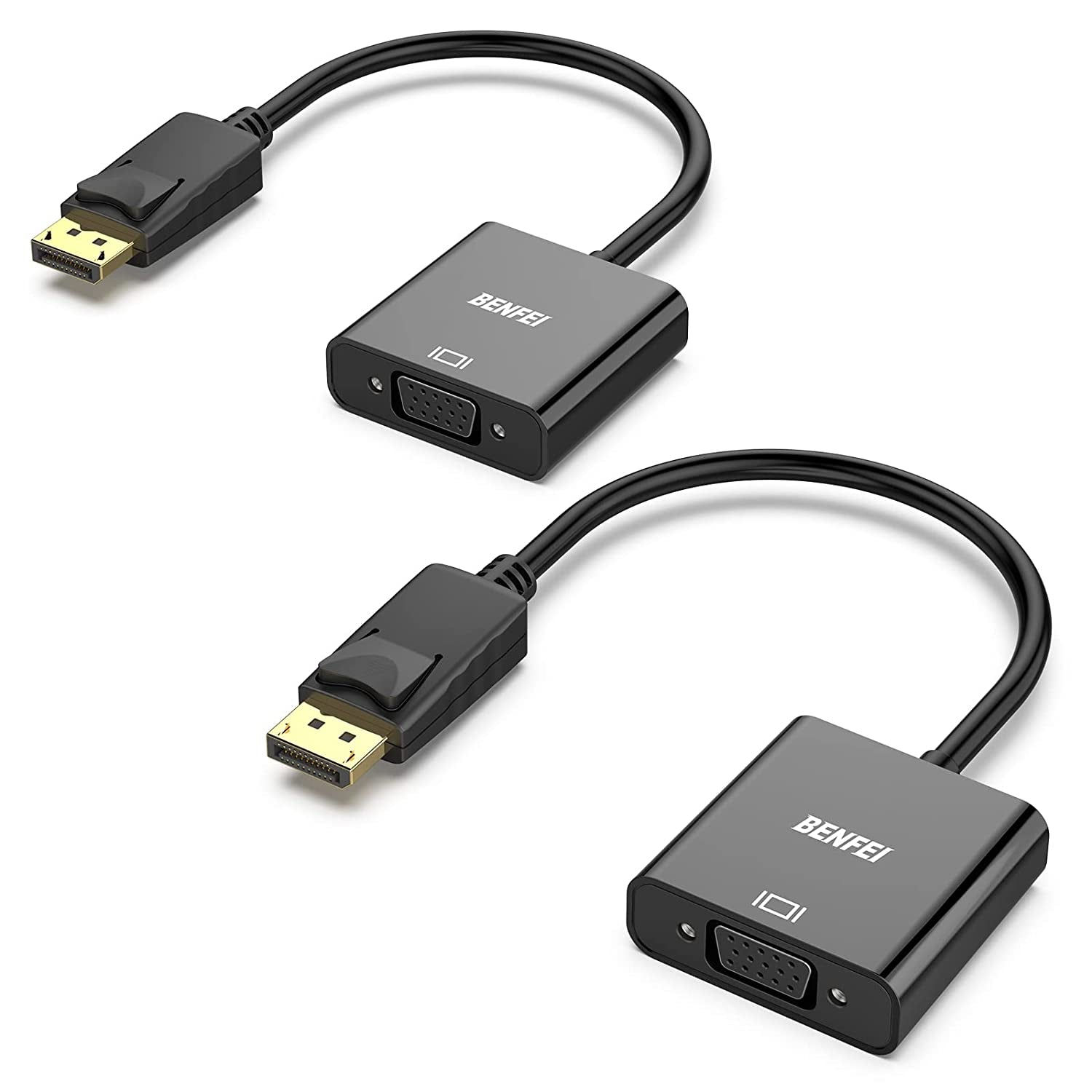 DisplayPort to VGA Adapter 2 PACK, Dp Display Port to VGA Converter Male to Fema