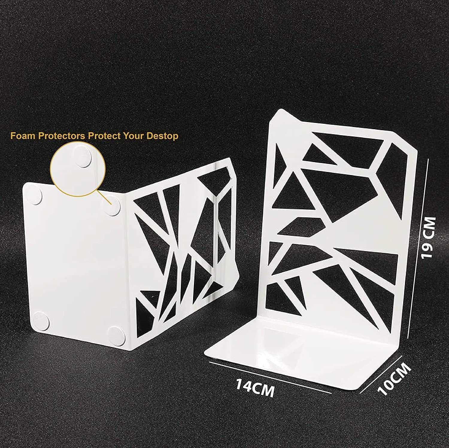 Organize in Style: Heavy Duty White Metal Book Ends with Pencil Box Set