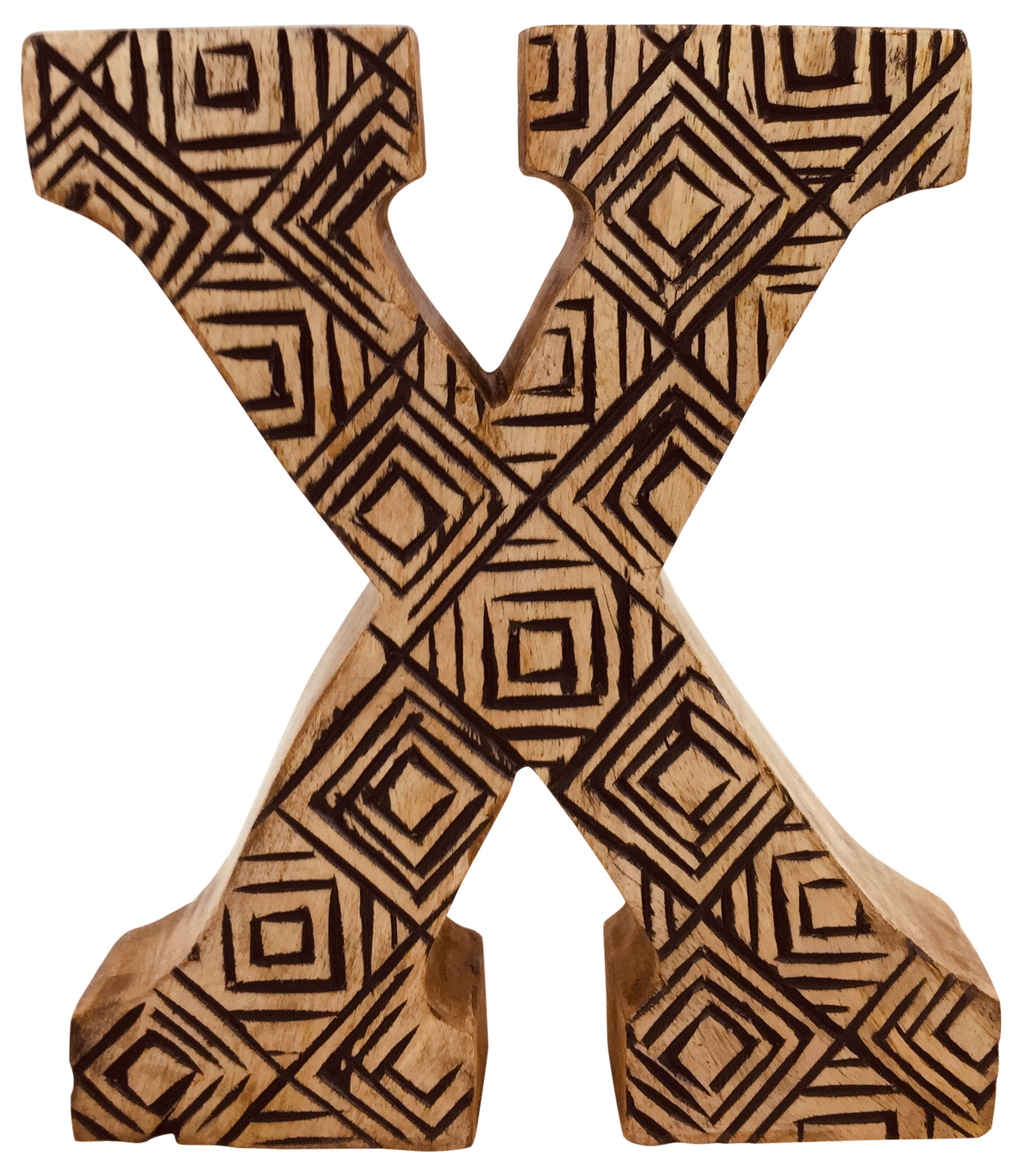 Hand Carved Wooden Geometric Letter X Shipping furniture UK