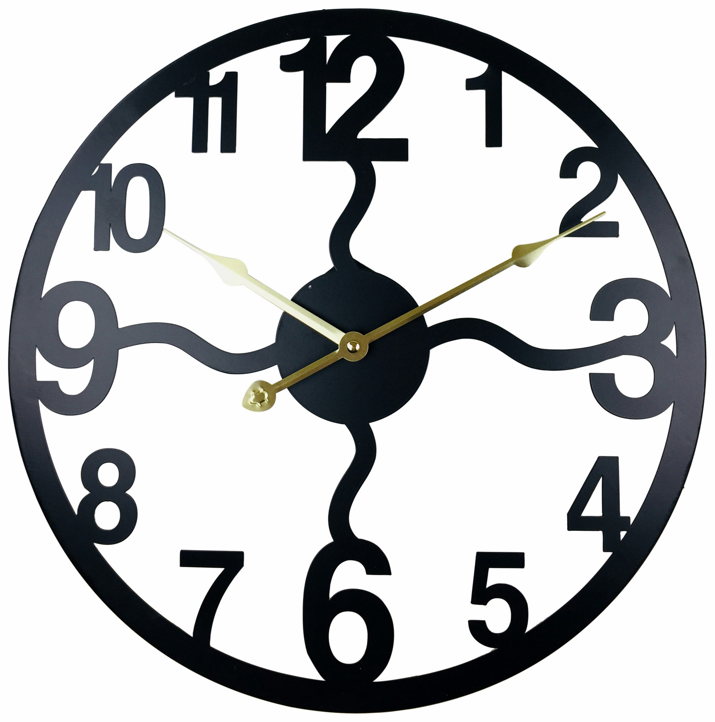 Black Metal Cut Out Wall Clock 40cm Shipping furniture UK