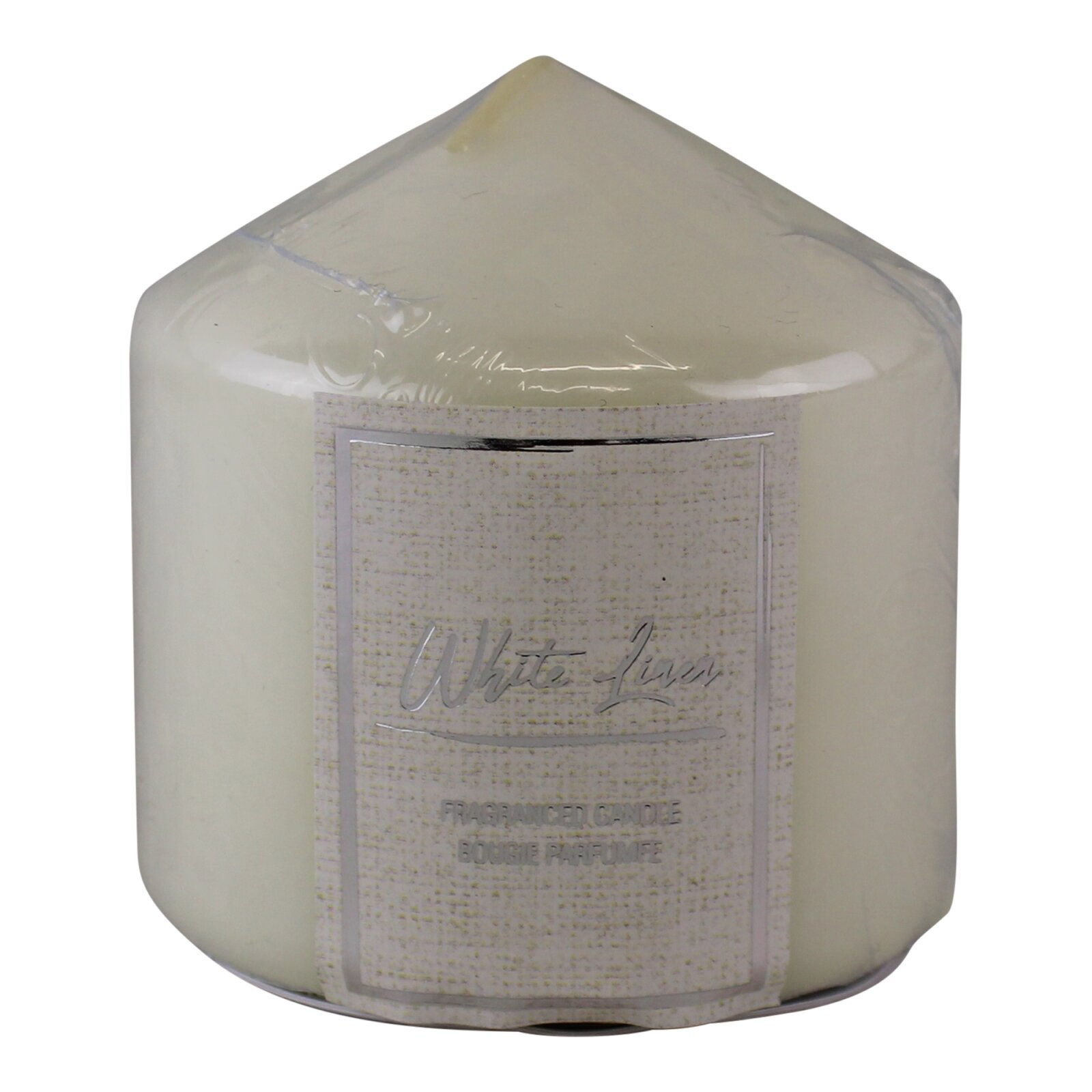 White Linen Fragranced Pillar Candle Shipping furniture UK