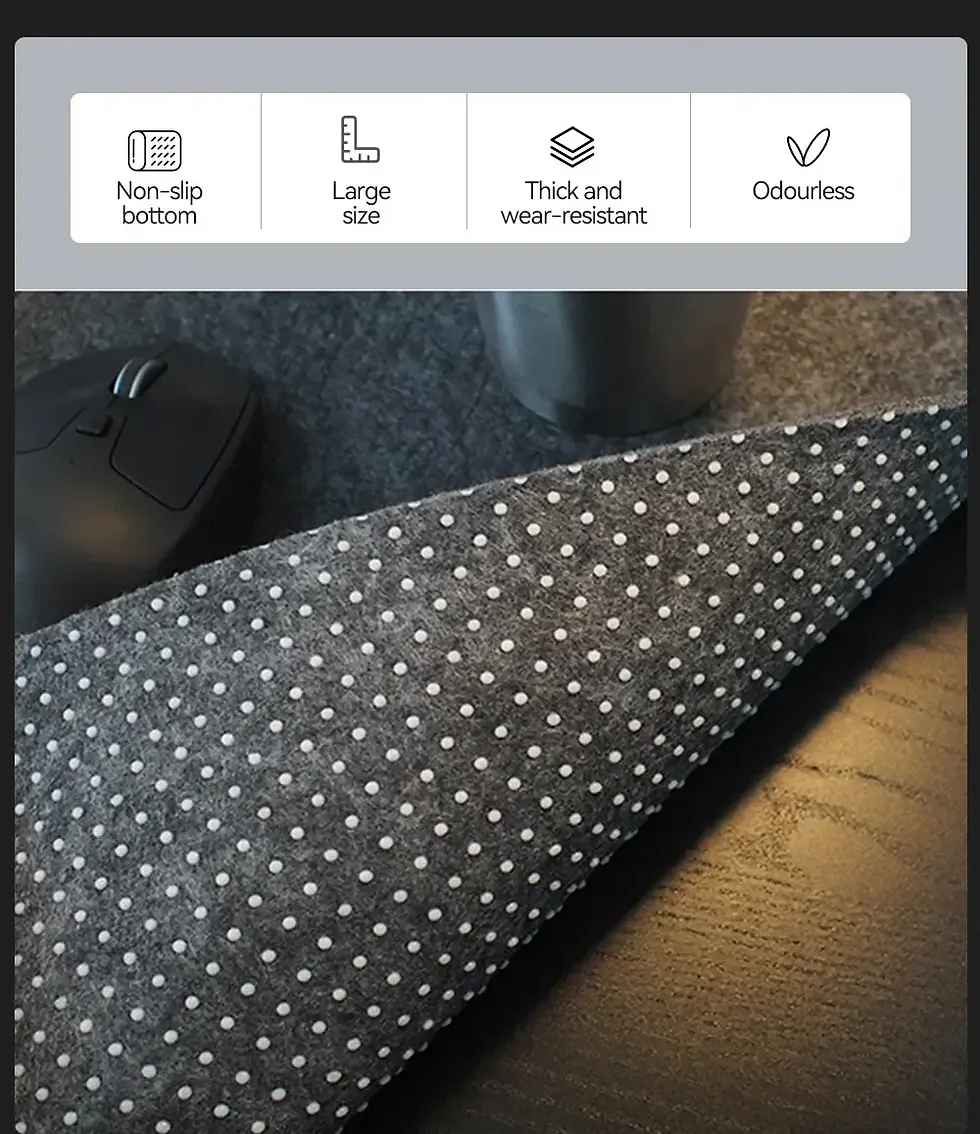 Thumbnail: Large Wool Mouse Pad, Non-slip Desk Mat For Office, Computer, Laptop, Gaming