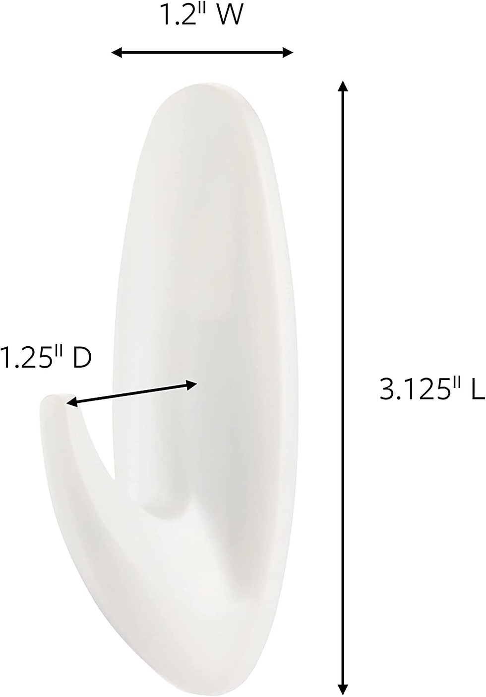 Thumbnail: Pack of 2 Hooks, 4 Adhesive Strips, White Holds up to 1.3kg Home Essentials