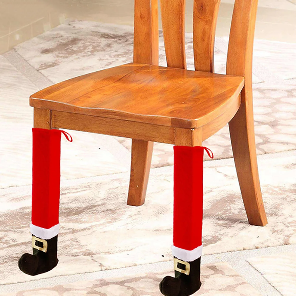 Thumbnail: 4 Christmas Decor Table Corner Chair Feet Floor Protectors Covers Xmas Furniture