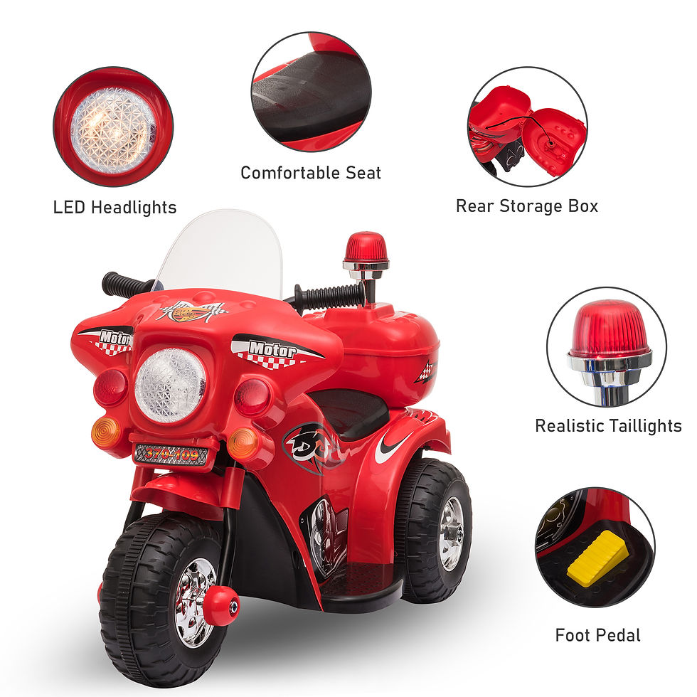 Thumbnail: Toddler 3km/h Electric Motorbike Ride On Lights Music Horn Storage Red