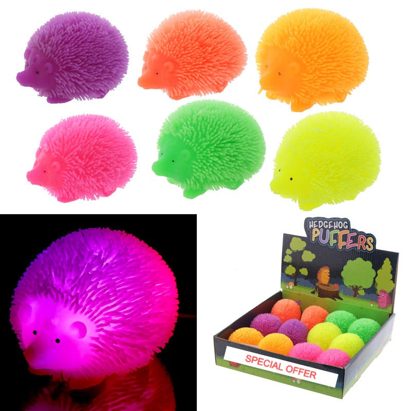 Fun Kids Light Up Squidgy Hedgehog Puff Pet Novelty Gift